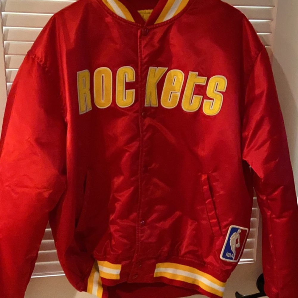 Vtg Rare NBA Houston Rockets Satin Starter Jacket.
